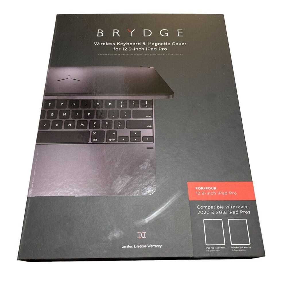 Brydge 12.9‎ iPad Pro 3rd & 4th Wireless Bluetooth Keyboard w/ Backlit Keys Gray